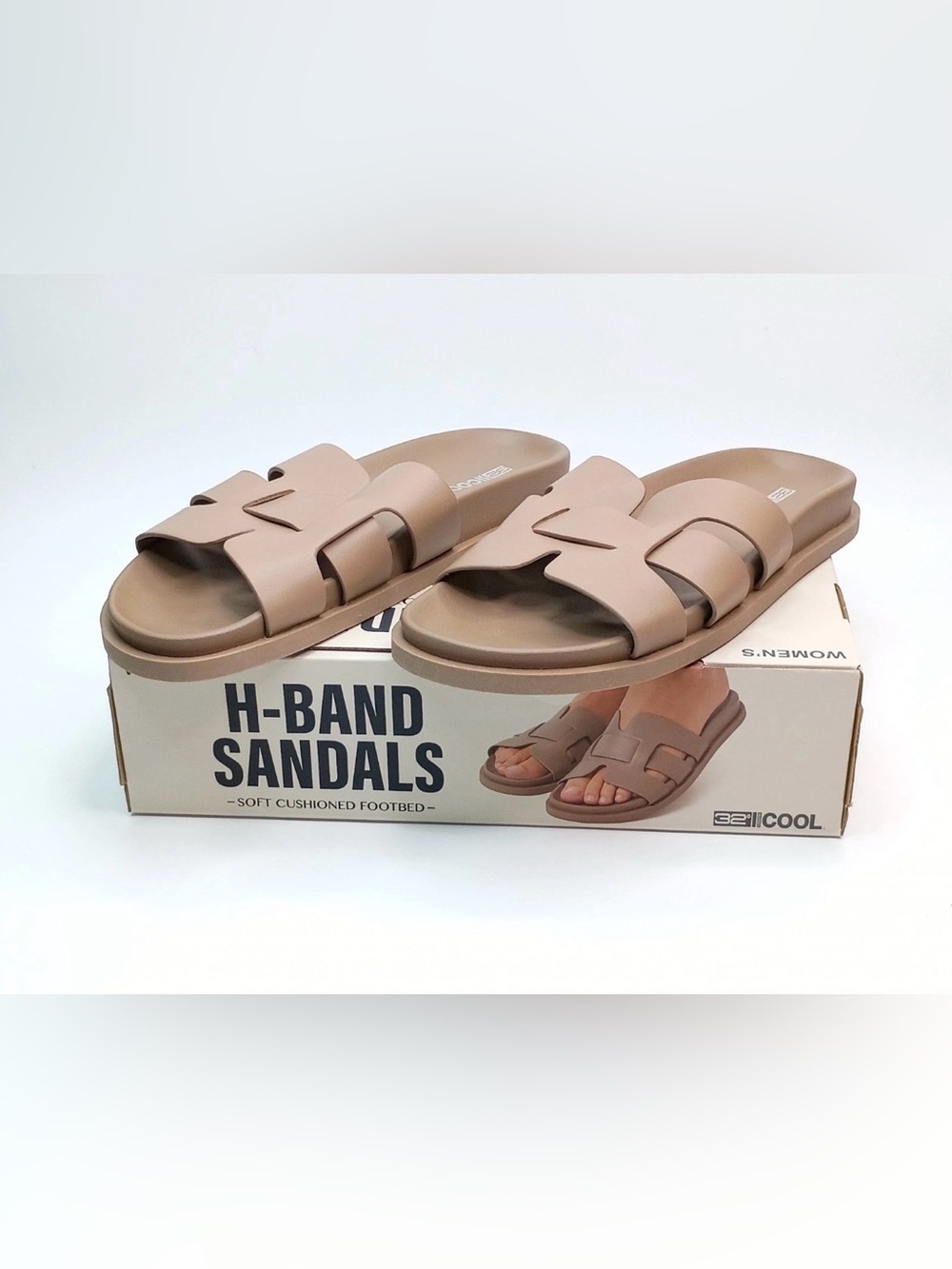 32 Degrees Cool H-Band Sandals Women Size 9 Tan Cushioned Slide Sandals